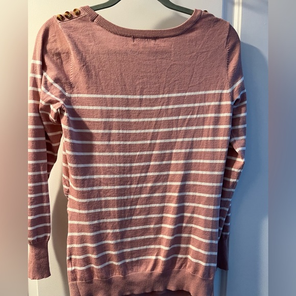 Pink and white striped long sleeve maternity top - Picture 5 of 5